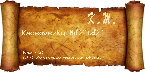 Kacsovszky Máté névjegykártya